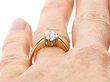 Diamond Solitaire Ring Unisex in Gold Wearing 