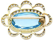 Oval Aquamarine Brooch with Diamonds