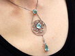 Aquamarine and Diamond Necklace UK on the neck