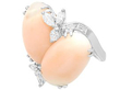 Two Stone Coral Ring with Diamonds