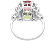 Art deco Pink Tourmaline and Peridot Ring