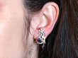 Floral Sapphire Earrings with Diamonds Wearing