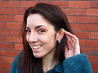 Floral Sapphire Earrings with Diamonds Wearing