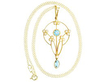 Art Nouveau Style Aquamarine and Pearl Pendant