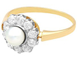 Edwardian Pearl Cluster Ring with Diamonds