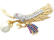 Eagle Brooch with Pearl and Gemstones for Sale