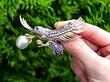Eagle Brooch with Pearl and Gemstones for Sale