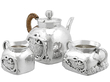 Silver Chinese Tea Set Bamboo Handle