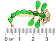 Chrysoprase Dragonfly Brooch in Gold