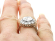 3 Carat Diamond Cluster Ring in Platinum Wearing