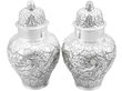 Large Antique Silver Ginger Jar Set 