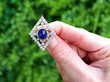 Blue Sapphire Pendant Necklace with Diamonds 