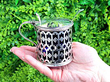 Edwardian Mustard Pot with Blue Glass OutsideLiner