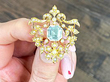 Seed Pearl and Aquamarine Brooch Victorian