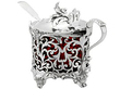 Silver Mustard Pot with Red Liner