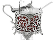 Silver Mustard Pot with Red Liner