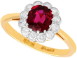 Ruby and Diamond Cluster Ring Yellow Gold