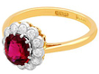 Ruby and Diamond Cluster Ring Yellow Gold