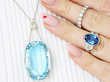 Oval Aquamarine Pendant Necklace in Gold