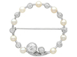 Circular Brooch with Pearl and Diamonds for Sale