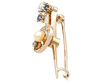 Shell Design Bar Brooch with Gemstones