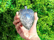 Victorian Silver Heart Flask outside