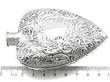 Victorian Silver Heart Flask size 