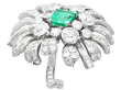 Emerald Floral Brooch with Diamonds