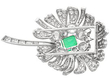 Emerald Floral Brooch with Diamonds Reverse