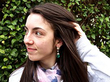 Emerald and Pearl Drop Earrings wearing