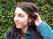 Wearing Pear Cut Diamond Drop Earrings Outrside