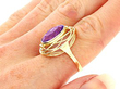 Model wearing Oval Amethyst Ring in Gold for Sale