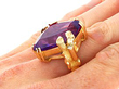Large Amethyst Ring Yellow Gold wearing
