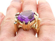 Large Amethyst Ring Yellow Gold wearing