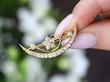 Crescent Floral Brooch with Diamonds for Sale