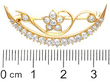 Crescent Floral Brooch with Diamonds ruler