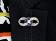 Sapphire Diamond and Pearl Brooch wearing 