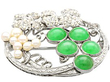 Vintage Chrysoprase and Pearl Brooch