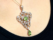 Antique Peridot diamond Pendant wearing