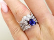 Heart Cut Sapphire and Diamond Ring on finger