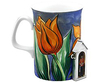 Victorian Silver and Enamel Sentry Box Vesta Case next to mug