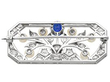 Sapphire Diamond and Pearl Brooch reverse