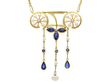Art Nouveau Necklace in Gold with Sapphires and Pearls 