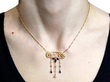 Art Nouveau Necklace in Gold with Sapphires and Pearls wearing