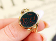 Antique Bloodstone Signet Ring in Yellow Gold