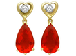 Pear Cut Fire Opal Earrings in Gold