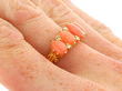 Antique Five Stone Coral Ring wearing