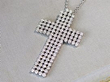 Large Diamond Cross Necklace in White Gold