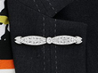 Horizontal Platinum Diamond Brooch Pin wearing