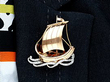 wearing Gold Boat Brooch Vintage